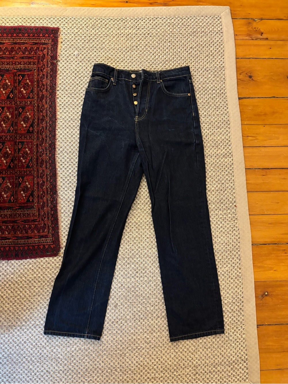 Reformation High Rise Cynthia Straight leg Jean dark wash